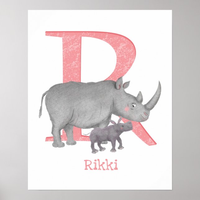 Animal ABC R is for rhino print (Front)