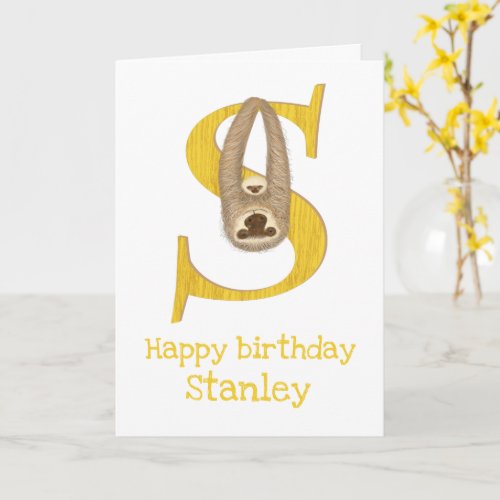 Animal ABC S is for sloth birthday card