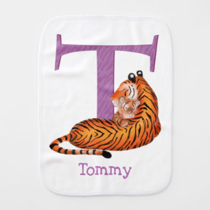 Animal ABC T is for tiger baby burp cloth