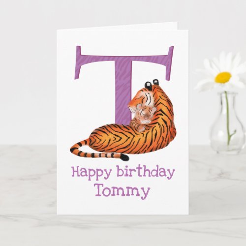 Animal ABC T is for tiger birthday card