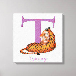 Animal ABC T is for tiger canvas print