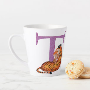Animal ABC T is for tiger latte mug