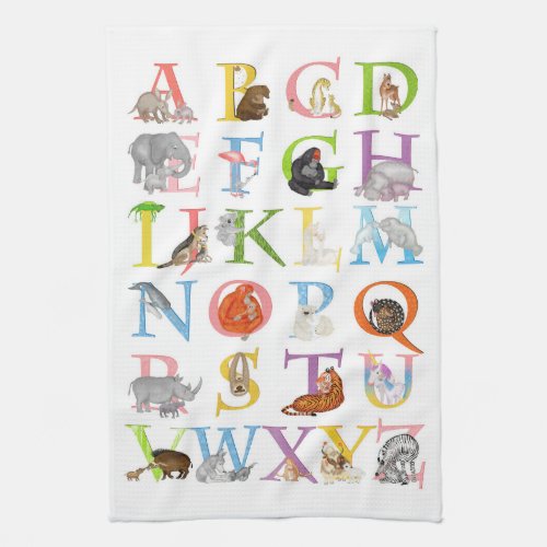 Animal ABC tea towel