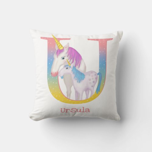 Animal ABC U is for unicorn cushion