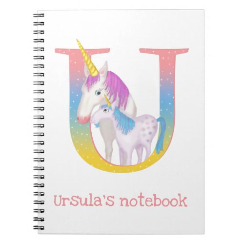 Animal ABC U is for unicorn notebook