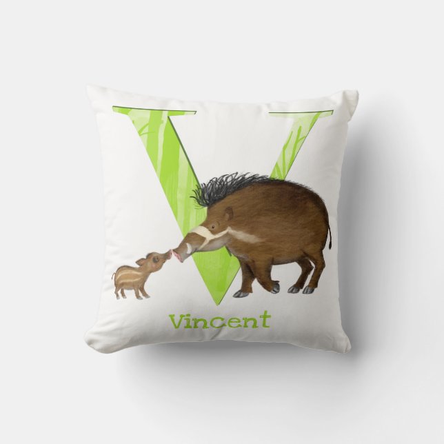 Animal ABC V is for Visayan warty pig cushion (Front)