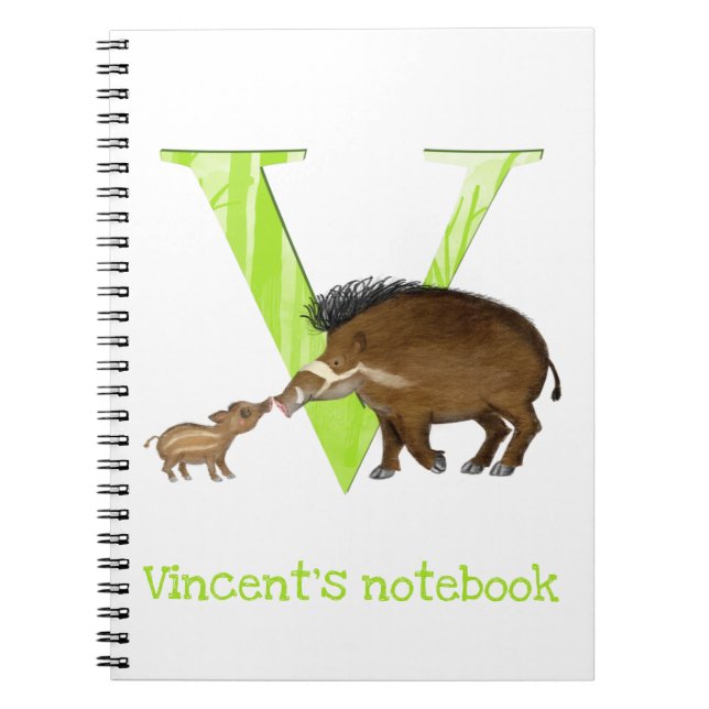 Animal ABC V is for Visayan warty pig notebook (Front)