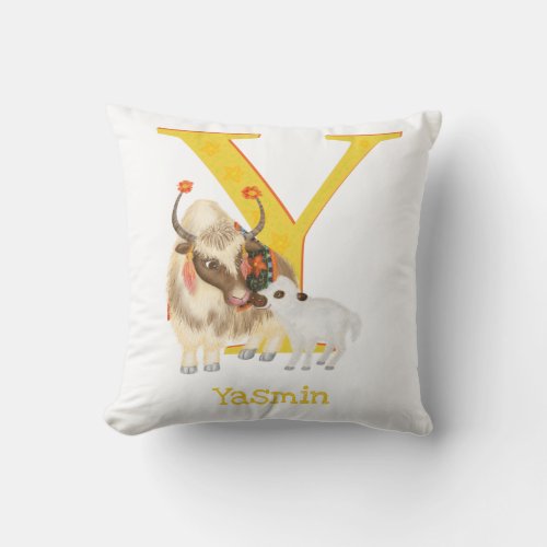 Animal ABC Y is for yak cushion