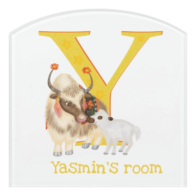 Animal ABC Y is for yak door sign (Contour Front)