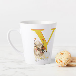 Animal ABC Y is for yak latte mug