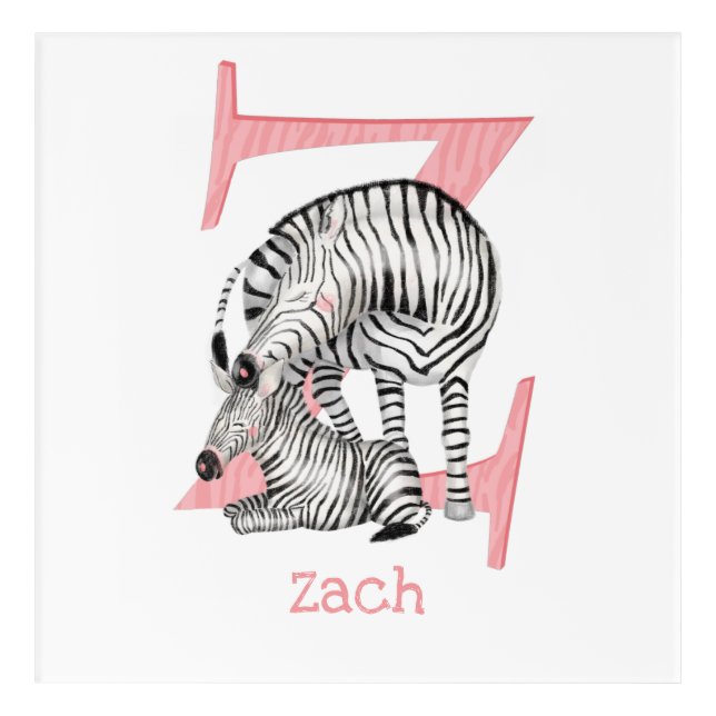 Animal ABC Z is for zebra acrylic print (Front)