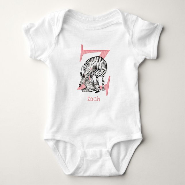 Animal ABC Z is for zebra baby bodysuit (Front)