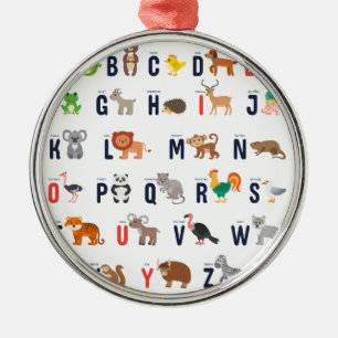 Animal ABCs - Alphabet Metal Ornament
