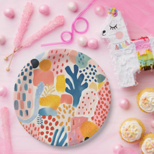 Animal Abstract Modern Retro Coloful Paper Plates