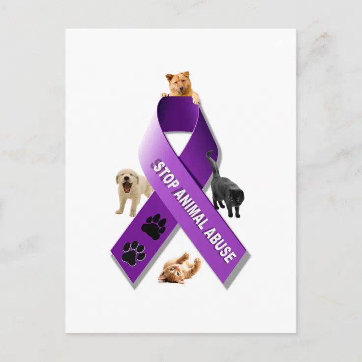 Animal Abuse Awareness Ribbon Postcard | Zazzle Animal Abuse Awareness Ribbon Postcard | Zazzle