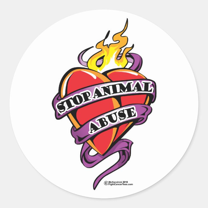 Animal Abuse Tattoo Heart Stickers