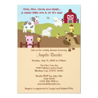 Animal Acres Farm Animal Baby Shower NEUTRAL AAK Card