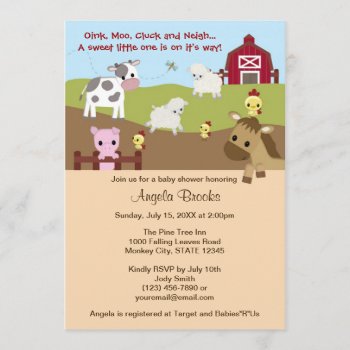 Animal Acres Farm Animal Baby Shower Neutral Aak Invitation by MonkeyHutDesigns at Zazzle