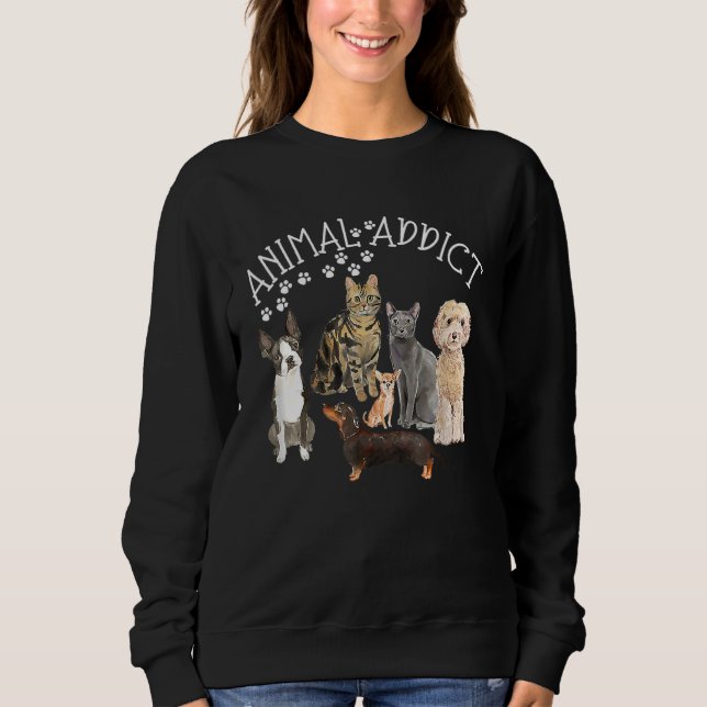Animal Addict Dogs Cats Paws Prints Poodle 1 Sweatshirt (Front)