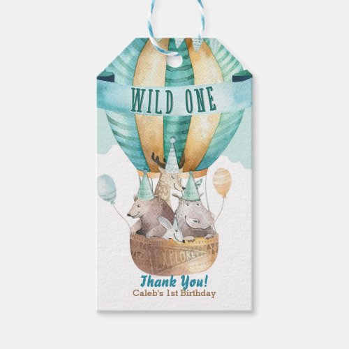 Animal Adventure Watercolor Boho WILD ONE 1 1st Gift Tags