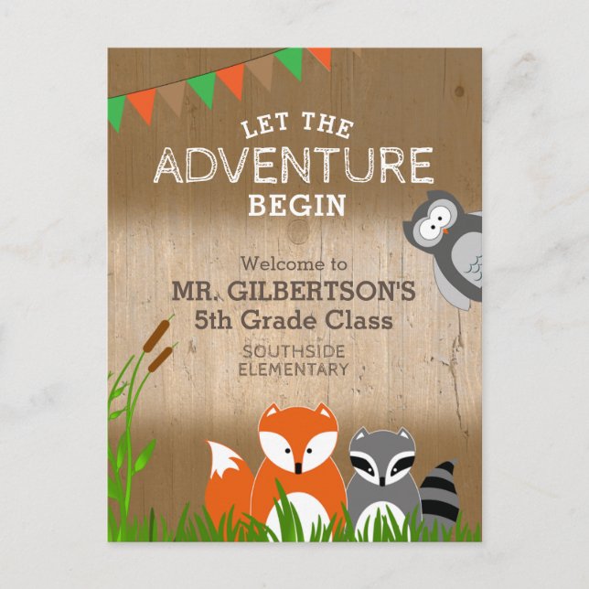 Animal Adventure | Welcome Back to School Postcard (Front)