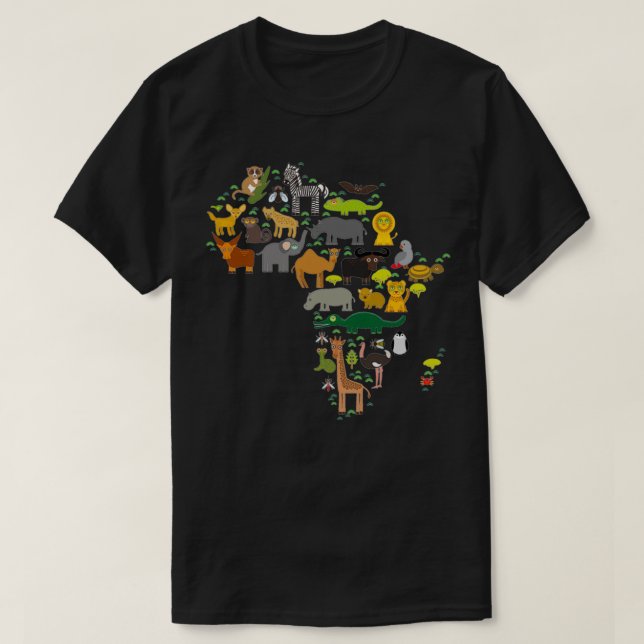 Animal Africa parrot Hyena Rhinoceros Zebra Hippop T-Shirt (Design Front)