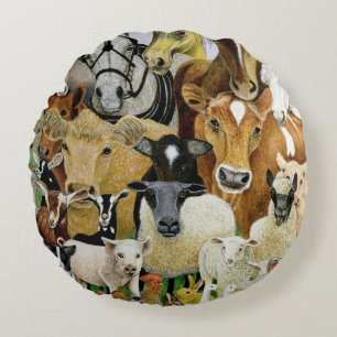 Animal Allsorts Round Pillow