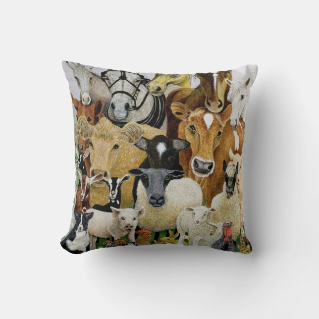 Animal Allsorts Throw Pillow (Front)
