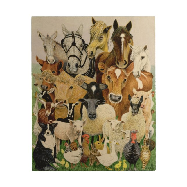 Animal Allsorts Wood Wall Art (Front)