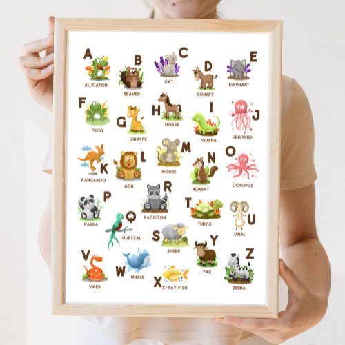 Animal Alphabet ABC Classroom Educational Poster