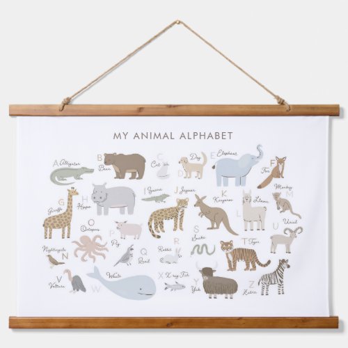 Animal Alphabet ABC Kids Room Decor Hanging Tapestry