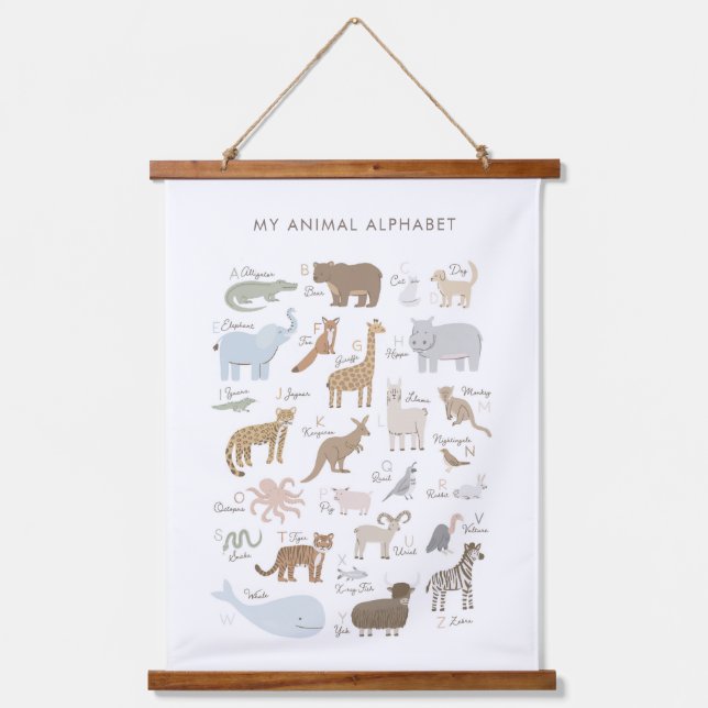 Animal Alphabet ABC Kids Room Decor Hanging Tapestry (Front)