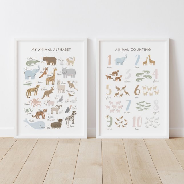 Animal Alphabet and Numbers Educational Classroom Wall Art Sets (Creator Uploaded)