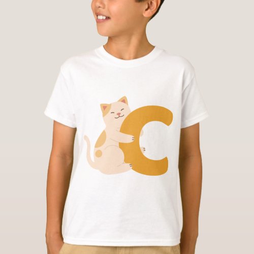 Animal alphabet C For cat T_Shirt