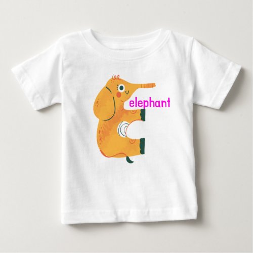 Animal Alphabet E For Elephant Baby T_Shirt