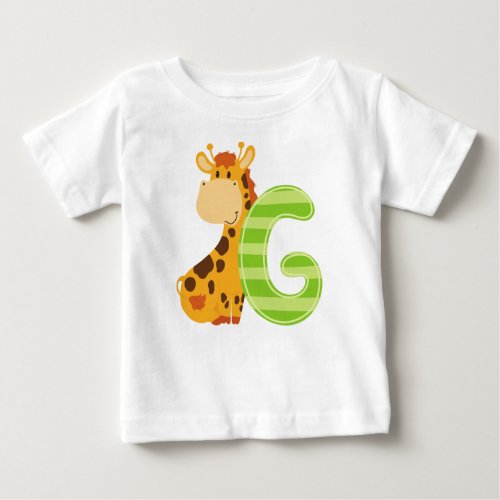 Animal Alphabet G For Giraffe Baby T_Shirt