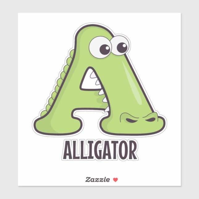 Animal Alphabet Letter - A (aligator) Sticker (Sheet)