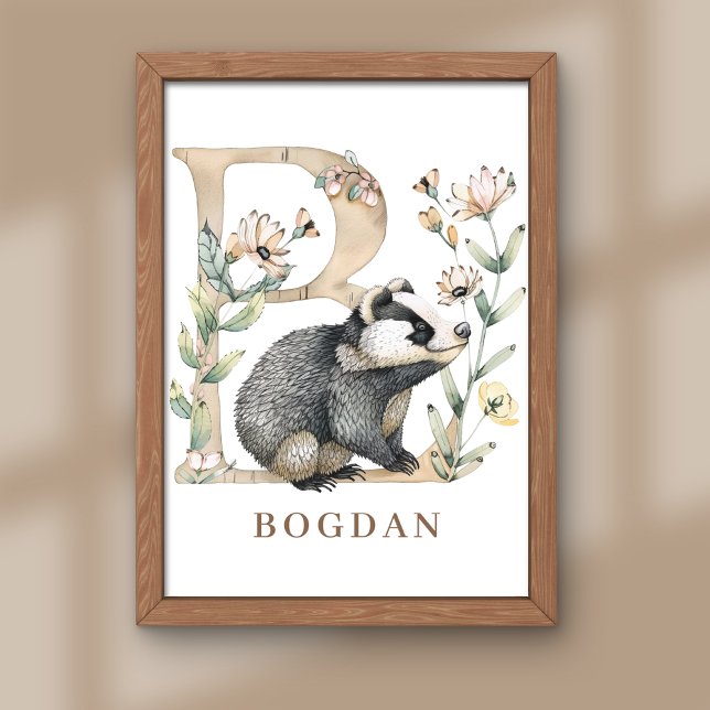 Animal Alphabet Letter B Kids Name Nursery Poster (Creator Uploaded)
