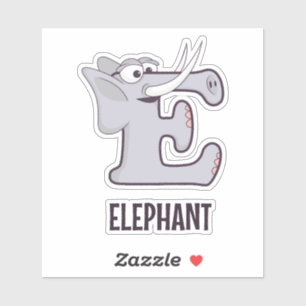 Animal Alphabet Letter - E (elephant) Sticker