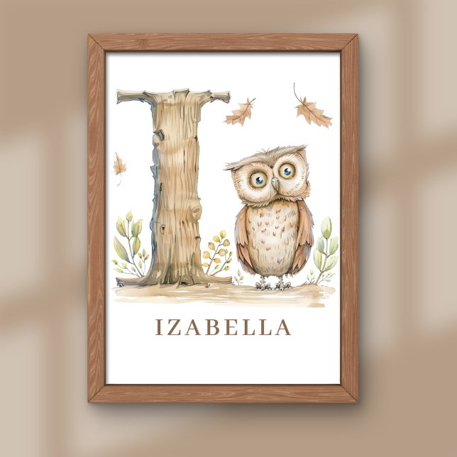 Animal Alphabet Letter I Kids Name Owl Poster (Creator Uploaded)