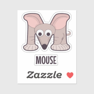 Animal Alphabet Letter - M (Mouse) Sticker