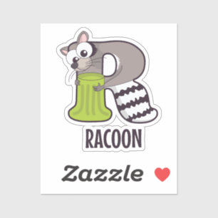 Animal Alphabet Letter - R (Racoon) Sticker