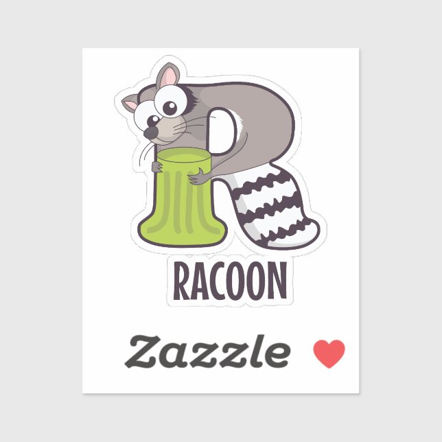 Animal Alphabet Letter - R (Racoon) Sticker (Sheet)