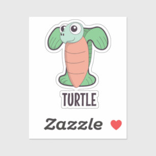 Animal Alphabet Letter - T (Turtle) Sticker