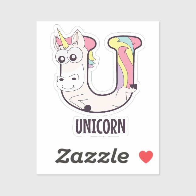 Animal Alphabet Letter - U (Unicorn) Sticker (Sheet)