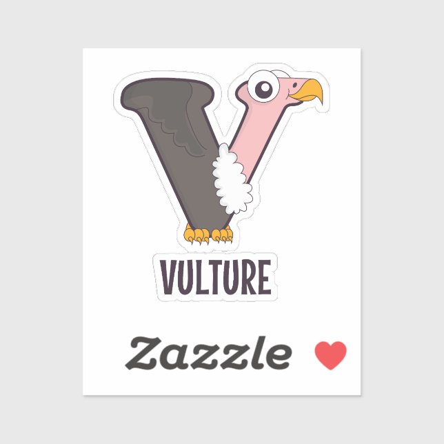 Animal Alphabet Letter - V ( Vulture) Sticker (Sheet)