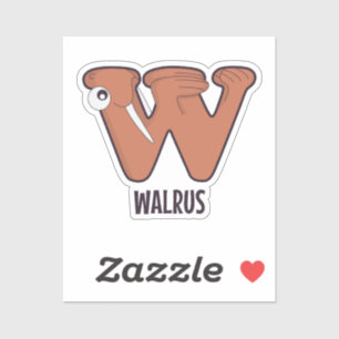 Animal Alphabet Letter - W (Walrus) Sticker