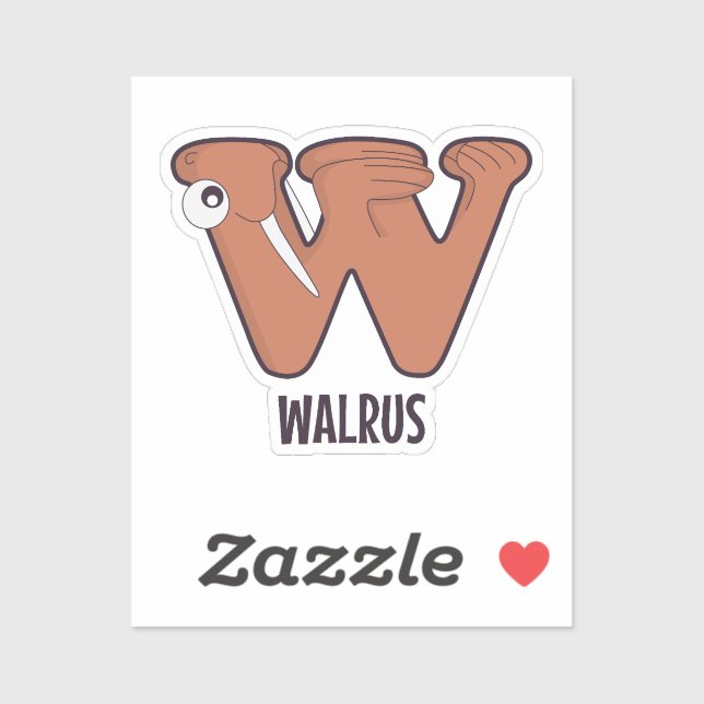 Animal Alphabet Letter - W (Walrus) Sticker (Sheet)