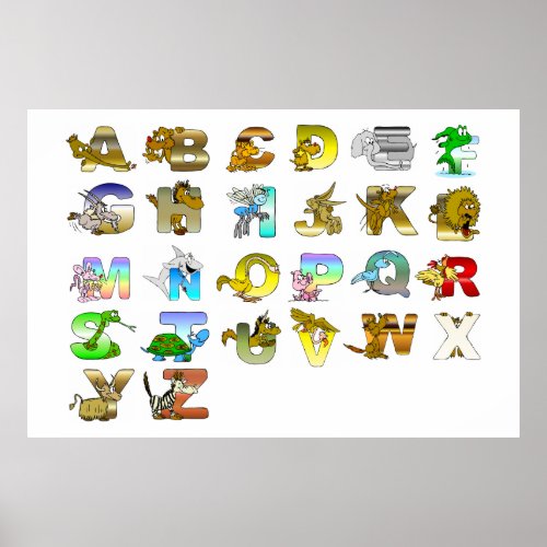 Animal Alphabet letters Poster