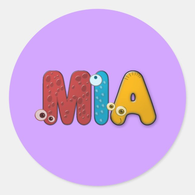 animal alphabet Mia Classic Round Sticker (Front)